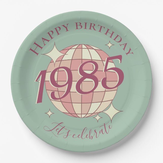 Born in 1985 40th birthday party decor Paper Plate (Front)