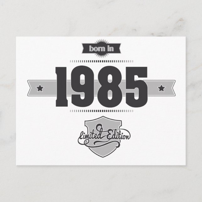 Born in 1985 (Dark&Lightgrey) Postcard (Front)