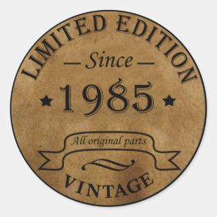Born in 1985 vintage birthday party gift classic round sticker