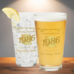 Born in 1986 40th birthday party drinks barware glass