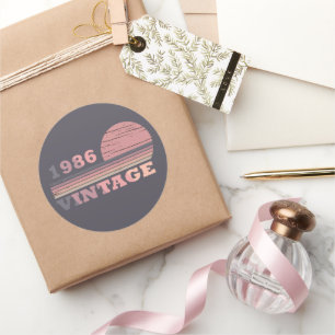Born in 1986 vintage birthday classic round sticker