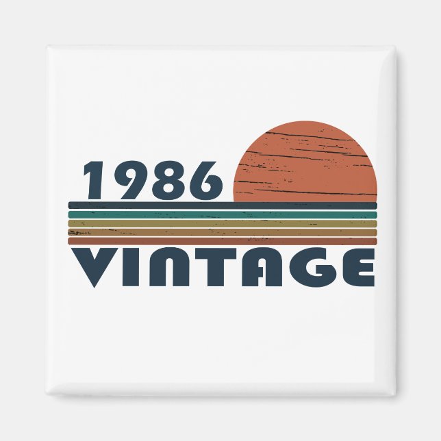 born in 1986 vintage birthday gift magnet (Front)