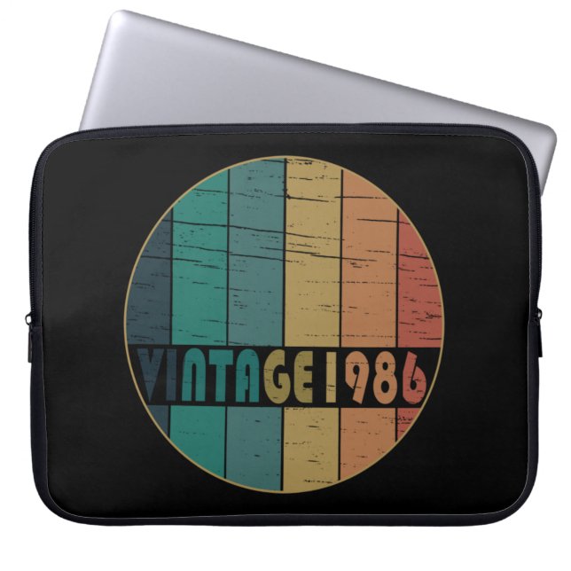 born in 1986 vintage birthday laptop sleeve (Front)