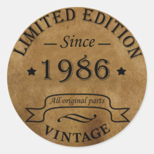 Born in 1986 Vintage Birthday Party Classic Round Sticker
