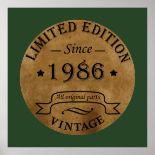 Born in 1986 vintage birthday poster