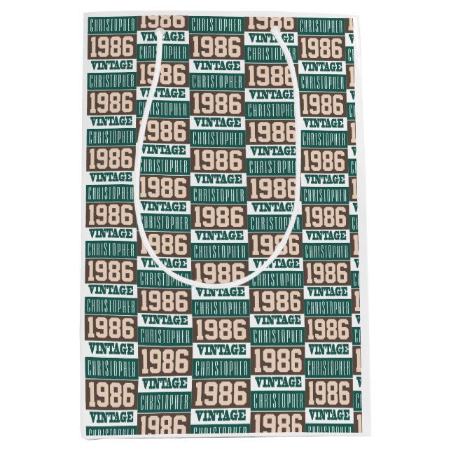 Born in 1986 with Christian Name Medium Gift Bag (Front)