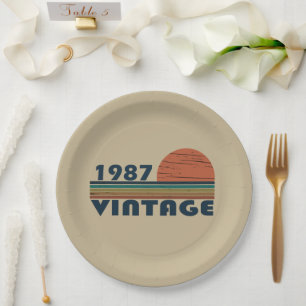born in 1987 vintage birthday gift paper plate