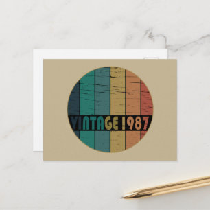 Born in 1987 vintage birthday holiday postcard