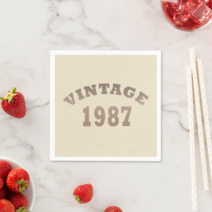 born in 1987 vintage birthday napkin