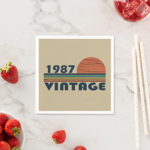 born in 1987 vintage birthday party napkin
