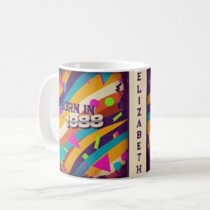 Born in 1988 Personalised Mug - 80s Neon Geometric