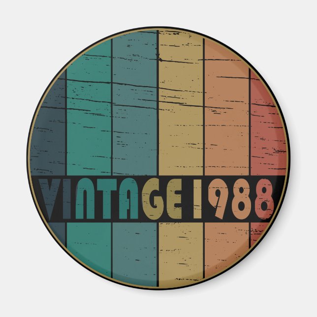Born in 1988 vintage birthday gift magnet (Front)