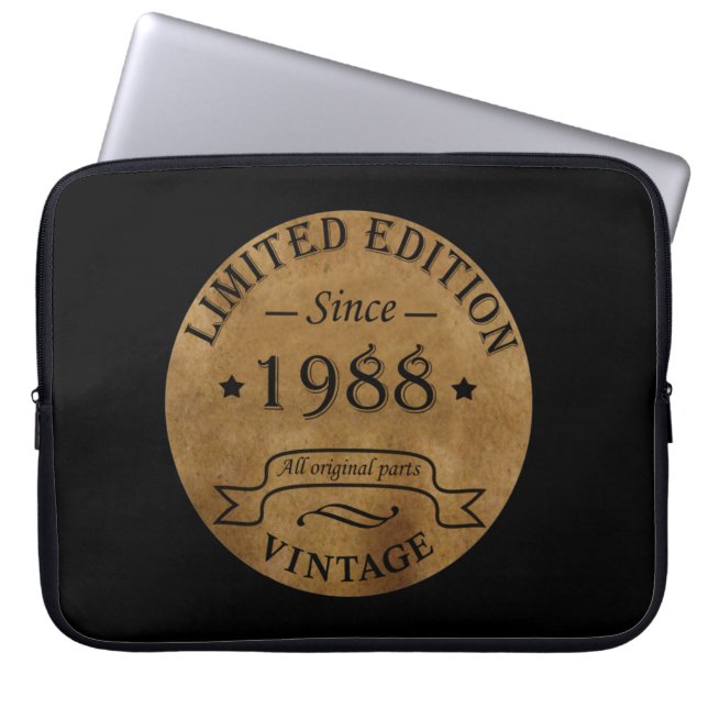 born in 1988 vintage birthday laptop sleeve (Front)