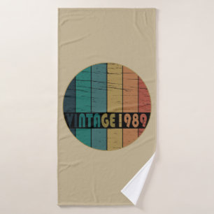 Born in 1989 vintage birthday gift bath towel