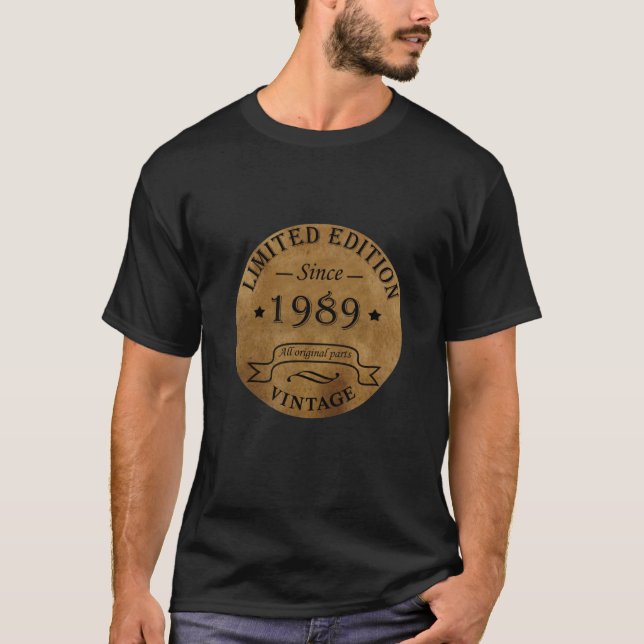 born in 1989 vintage birthday T-Shirt (Front)