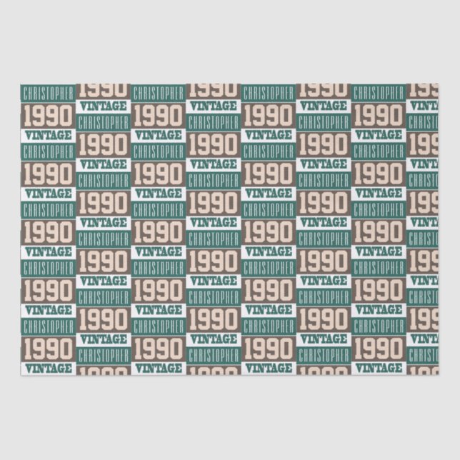 Born in 1990 with Christian Name Tissue Paper (Front)