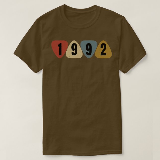 Born In 1992 Guitarist Guitar Pick Music Birthday  T-Shirt (Design Front)