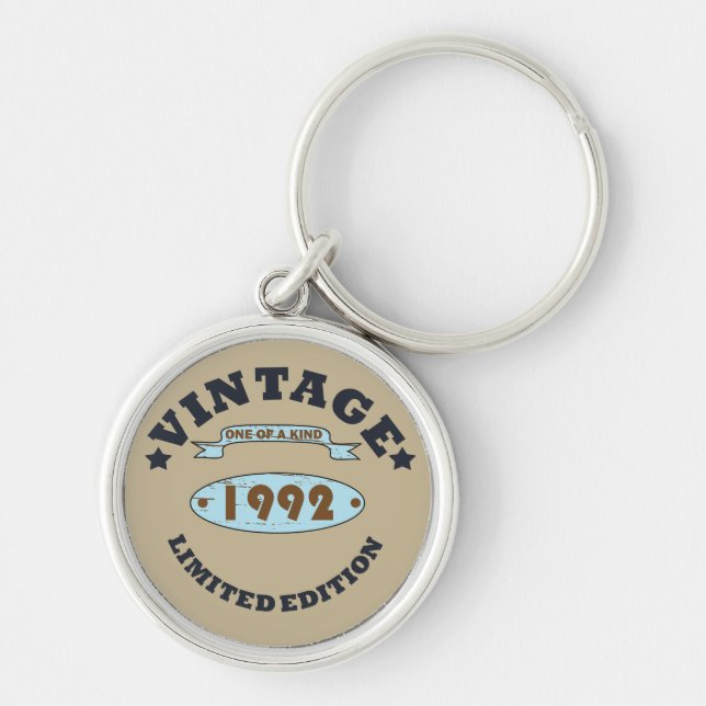 born in 1992 vintage birthday key ring (Front)