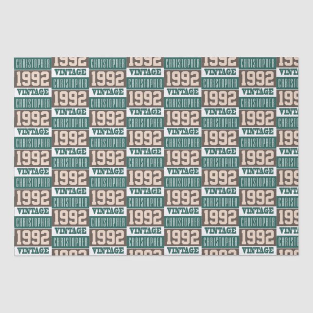 Born in 1992 with Christian Name Tissue Paper (Front)
