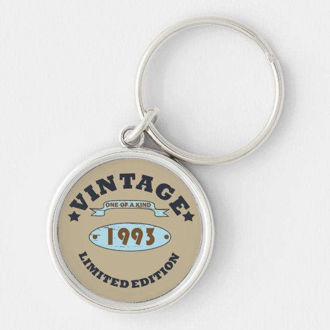 born in 1993 vintage birthday key ring (Front)