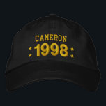 Born in 1998 or Any Year 21st Birthday V09G BROWN Embroidered Hat<br><div class="desc">Born in 1998 or Any Year Birthday CHOCOLATE BROWN Hat GOLD Embroidery with STARS. Fun birthday hat that you can personalise with a sentiment, name, and year. All text is totally customisable, so also suitable for a 20 21 22 23 24 25 26 27 28 and 29 year birthday, or...</div>