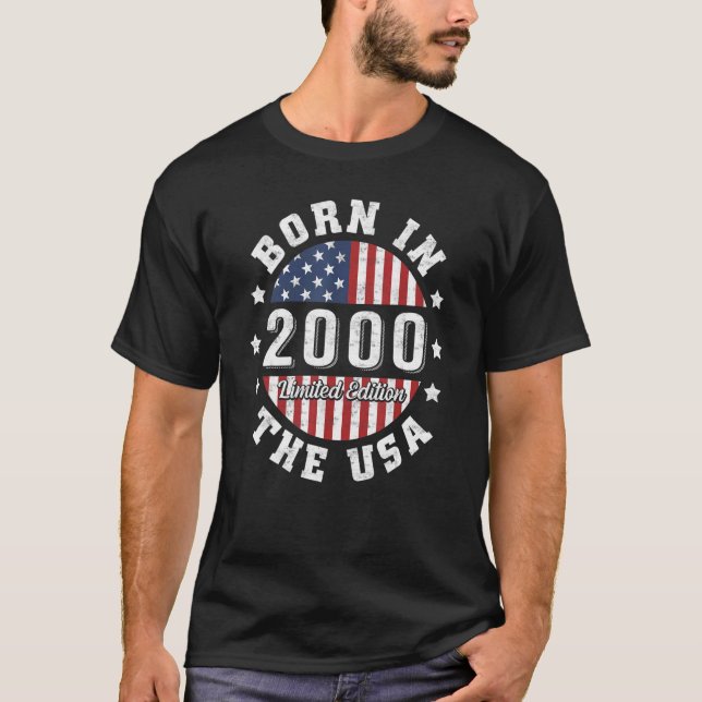 Born In 2000 22 Years 22nd Birthday 22 Years Usa F T-Shirt (Front)