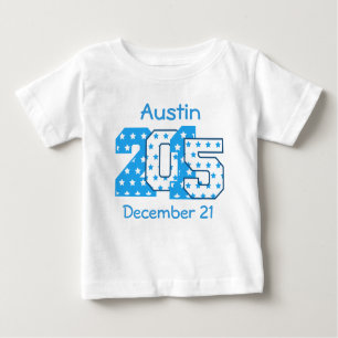 Born in 2015 Big Numbers Blue and White V02 Baby T-Shirt