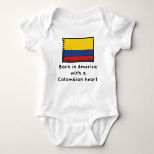 Born In America With A Colombian Heart Cute Colomb Baby Bodysuit