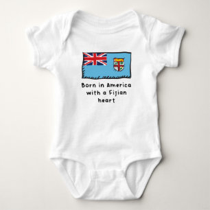Born In America With A Fijian Heart Cute Fiji Flag Baby Bodysuit