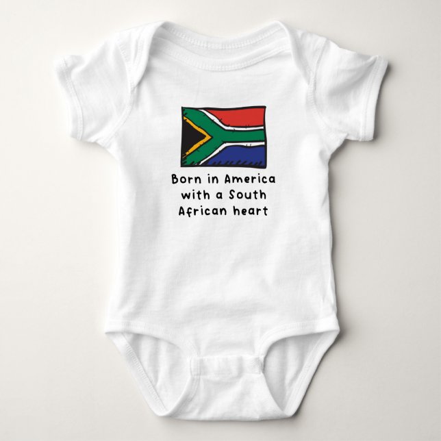 Born In America With A South African Heart Cute So Baby Bodysuit (Front)