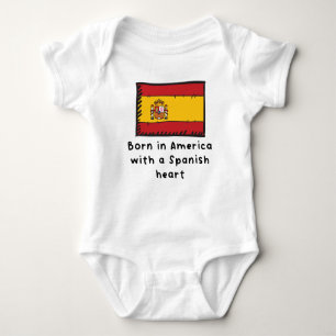 Born In America With A Spanish Heart Cute Spain Fl Baby Bodysuit