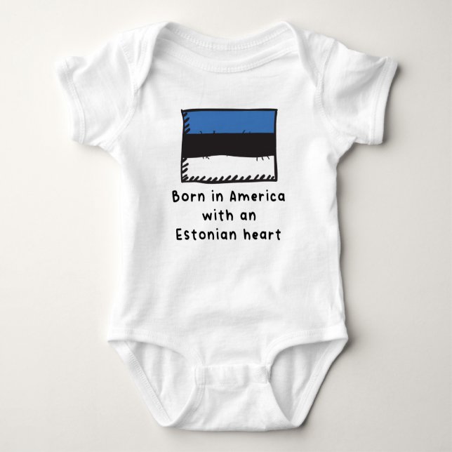Born In America With An Estonian Heart Cute Estoni Baby Bodysuit (Front)