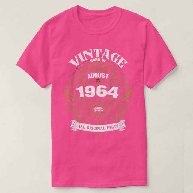 Born in August 1964 Birthday T-Shirt (Design Front)