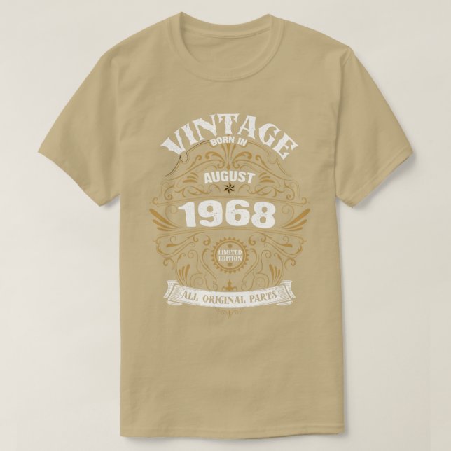Born in August 1968 Birthday T-Shirt (Design Front)