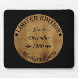Born in December 1980 Vintage Birthday Gift Mouse Pad