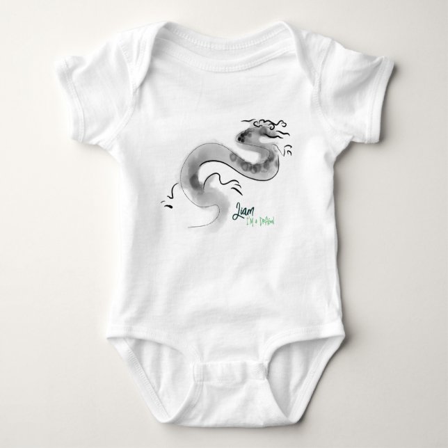 Born in Dragon Year 2024 Original personalised BBs Baby Bodysuit (Front)