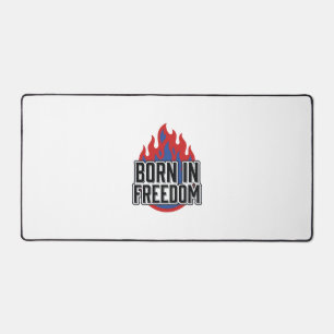 Born In Freedom Flame Vintage Engraving Shirt Desi Desk Mat