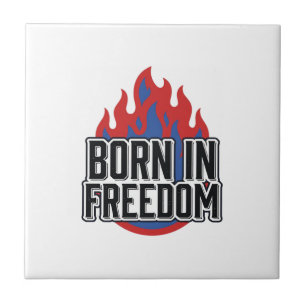 Born In Freedom Flame Vintage Engraving Shirt Desi Tile