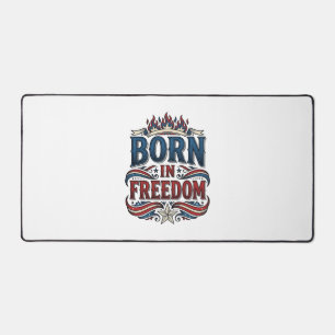 Born in Freedom Patriotic Vintage Vector Shirt_1 Desk Mat