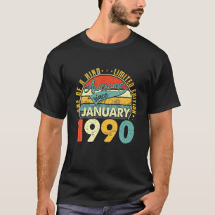 Born In January 1990 32Nd Birthday Gift Retro 32 Y T-Shirt