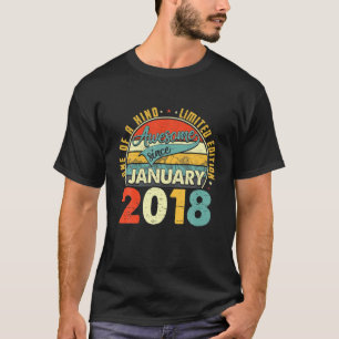Born In January 2018 4Th Birthday Gift Retro 4 Yea T-Shirt