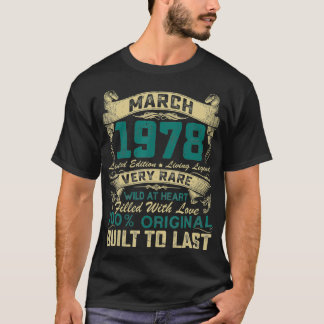 Born In March 1978 Vintage 44th Birthday Party 44 T-Shirt