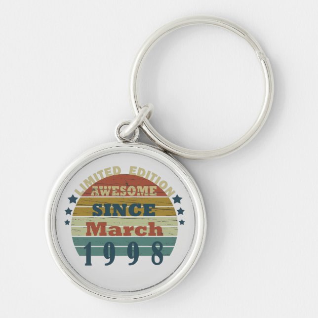 Born in March 1998 classic sunset Key Ring (Front)