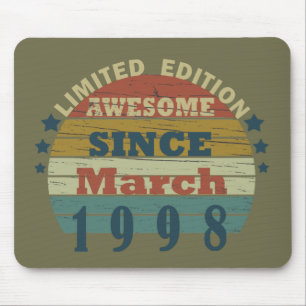 Born in March 1998 Vintage Birthday Gift Mouse Pad