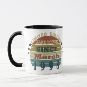 Born in march 1998 vintage style birthday gift mug