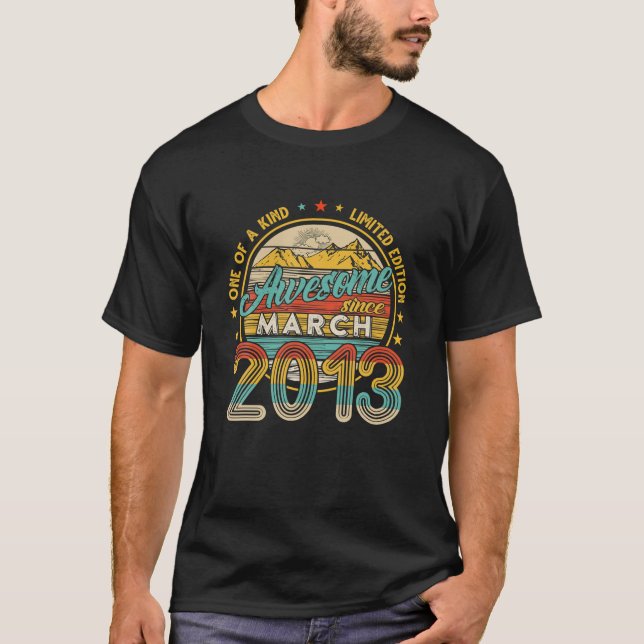 Born In March 2013 8Th Birthday Retro 8 Years Old T-Shirt (Front)