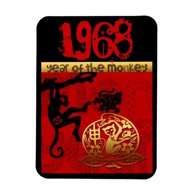 Born in Monkey Year 1968 - Chinese astrology Magnet (Vertical)