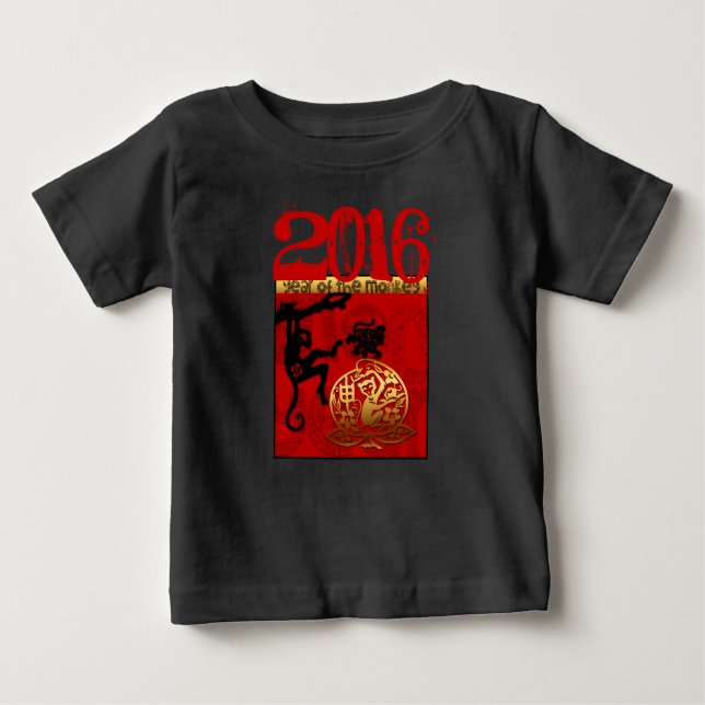 Born in Monkey Year Custom Year Baby Tee (Front)