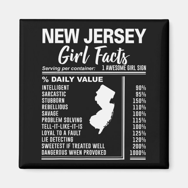 Born In New Jersey - New Jersey Girl Facts  Magnet (Front)