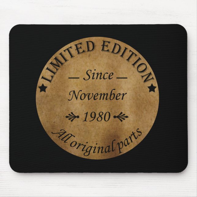 born in november 1980 vintage birthday mouse pad (Front)